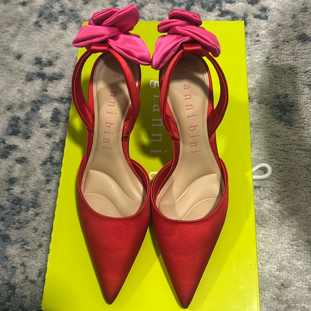 Gianni Bini Malone Satin Flower Halter Back Pump
